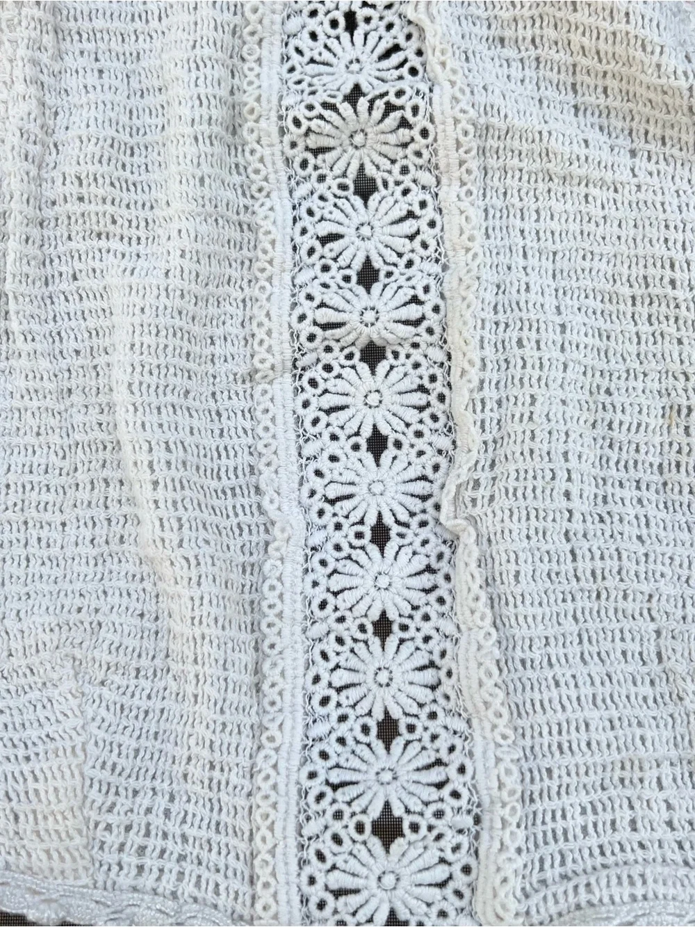 Free People Cream Crochet Lace Panel Halter Crop Top Tagged XS, fits XS-S